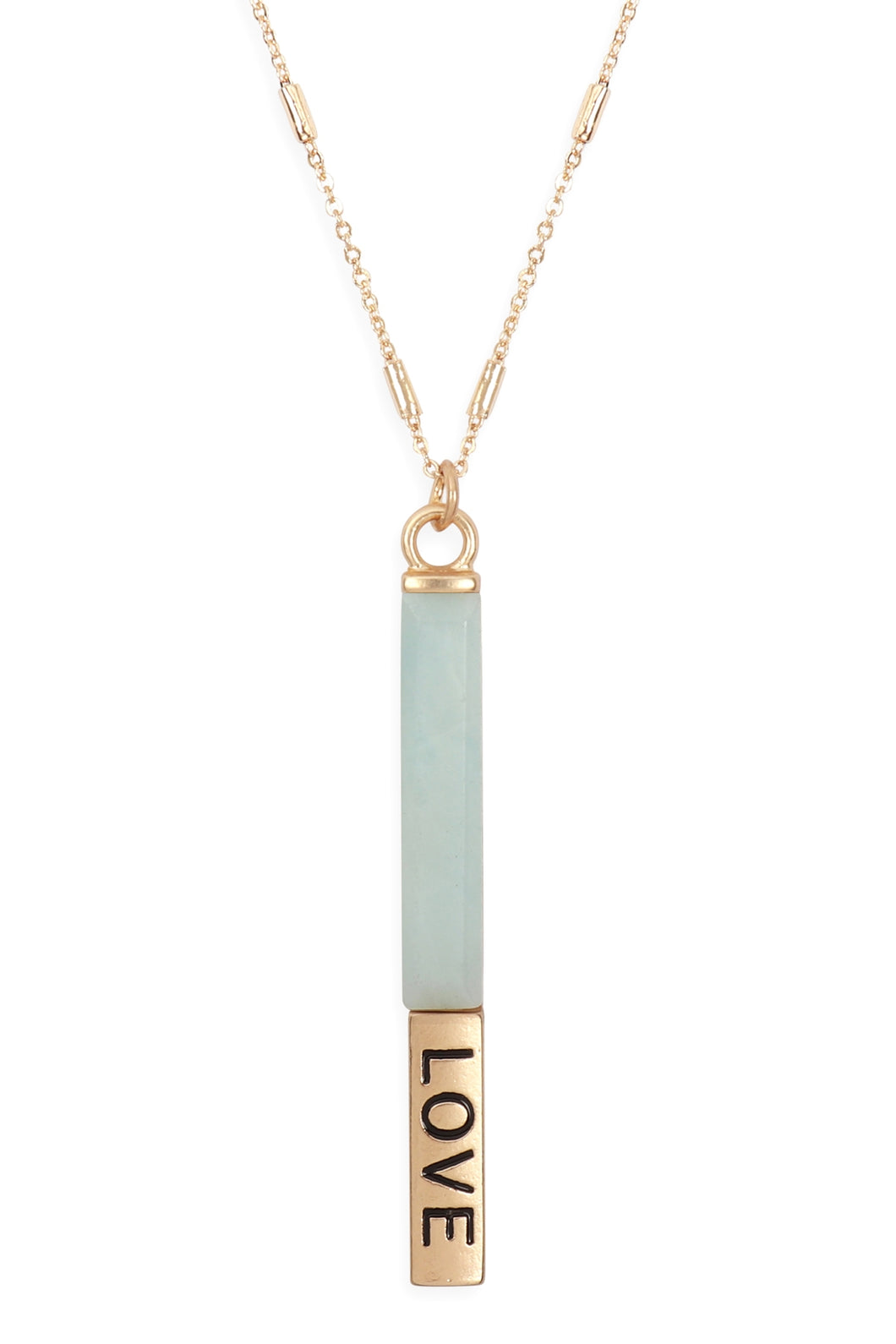 Necklace Bar Pendant Love - Amazonite