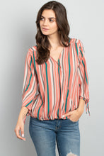 Load image into Gallery viewer, Women Blouse Stripes - Blush Teal
