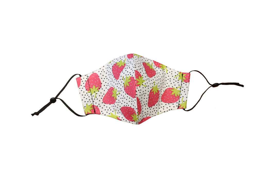 Handmade Fabric Face Covering - Strawberry Dots