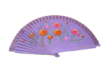 Load image into Gallery viewer, Hand Painted Wooden Fan - Purple
