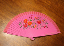 Load image into Gallery viewer, Hand Painted Wooden Fan - Pink
