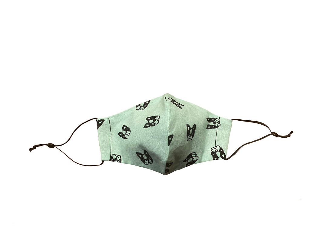 Handmade Fabric Face Covering - Mint Frenchie