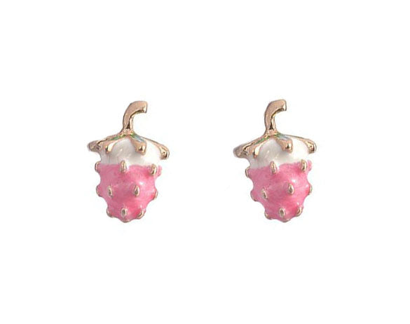 Earrings Sweet Mini Strawberry Studs Pink