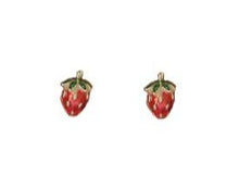 Load image into Gallery viewer, Earrings Sweet Mini Strawberry Studs Red
